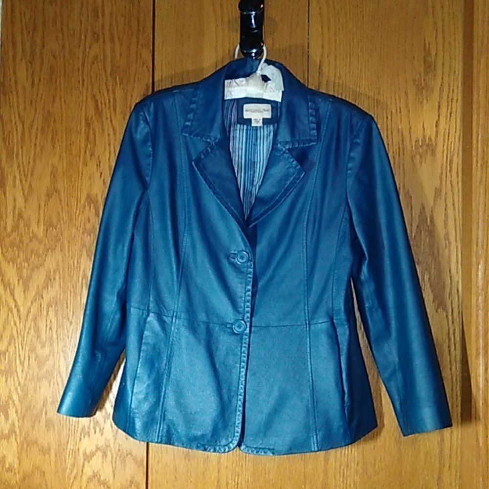 Monterey Bay brand turquoise leather jacket, size 14